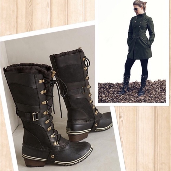 Sorel Conquest Carly Black Leather Winter Boots 8.5 - Picture 3 of 3